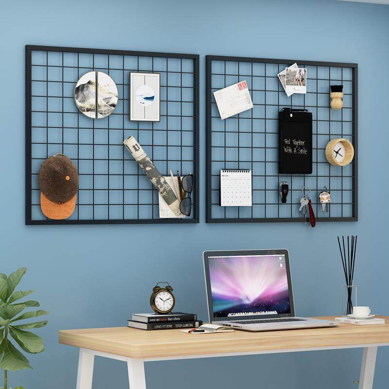 铁艺网格展示架墙上置物架挂网墙面照片墙装饰铁网格网挂架子收纳