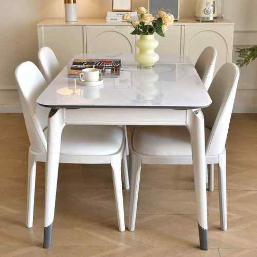 餐KYI桌玉晶石轻奢代简约家桌用小户型客厅饭子长餐方形现桌椅子
