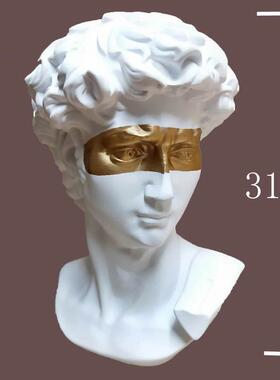 8cmHCF30-10小2大卫蒙眼艺术头树脂仿石膏雕像ins卫欧式风像雕塑