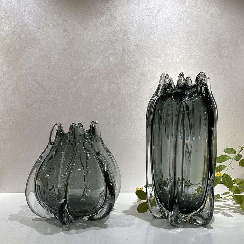 现代简约透明玻璃花瓶家居餐桌面花束插花器样板房间软装饰品
