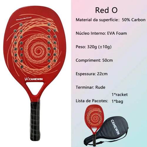 Camewin Beach Tennis Racket Full Carbon Fiber Rough Surface