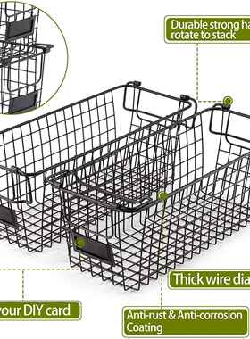黑铁艺带提手纳置物CP2201篮室收厨房收纳客色厅餐厅卧收纳篮子