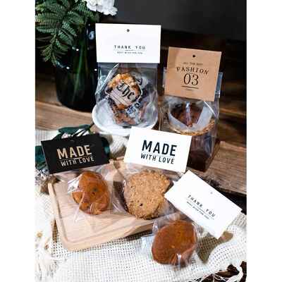 雪花酥牛轧糖玛德琳可露丽马芬纸杯磅蛋糕纽扣饼干曲奇页眉包装袋