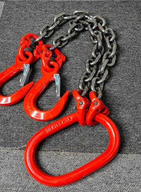 双链吊钩大开口吊链锰钢链条索具起重吊具盘扣钢板桩吊钩双勾吊链