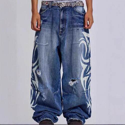 Oversized Pink Wide-Leg Distressed Jeans �C Unisex