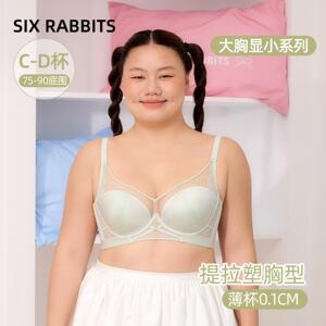 六只兔子大码内衣女大胸聚拢显瘦防下垂胸罩防外扩侧收副乳文胸
