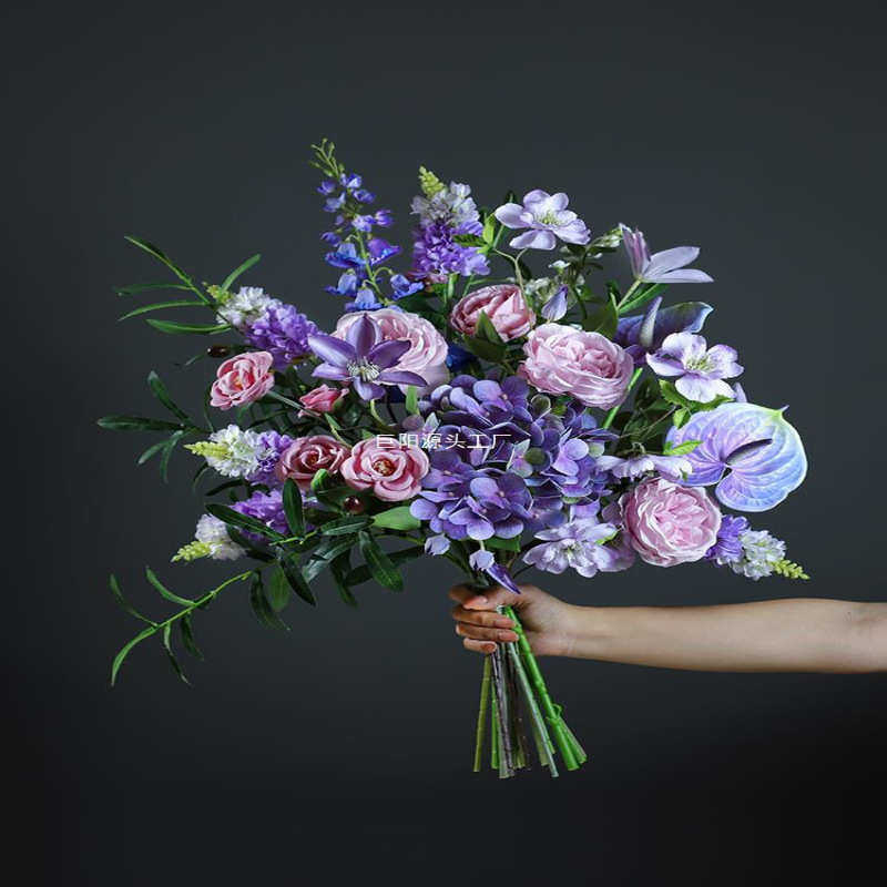 仿生绣球花玫瑰花花干花花束绢花室内客厅摆件摆设插花假花艺