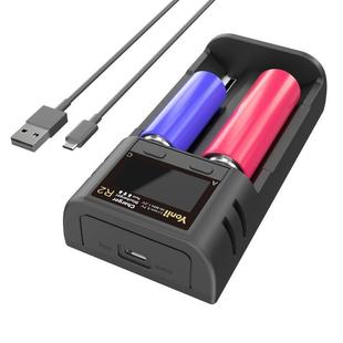 TypeC3.7V18650锂电池双槽充电器 AA5号镍氢21700LCD容量测试仪2A