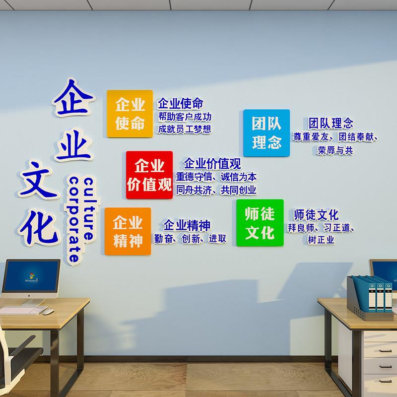 企业文化墙设计墙贴公司前台背景墙面氛围布置办公室装饰励志标语