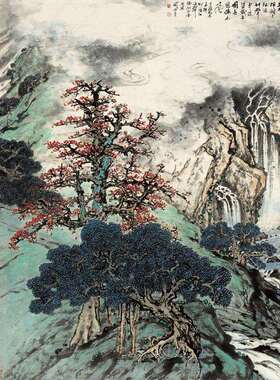 挂画微喷山水国画关山画月名画人字装裱新式客YL201901厅书中房装