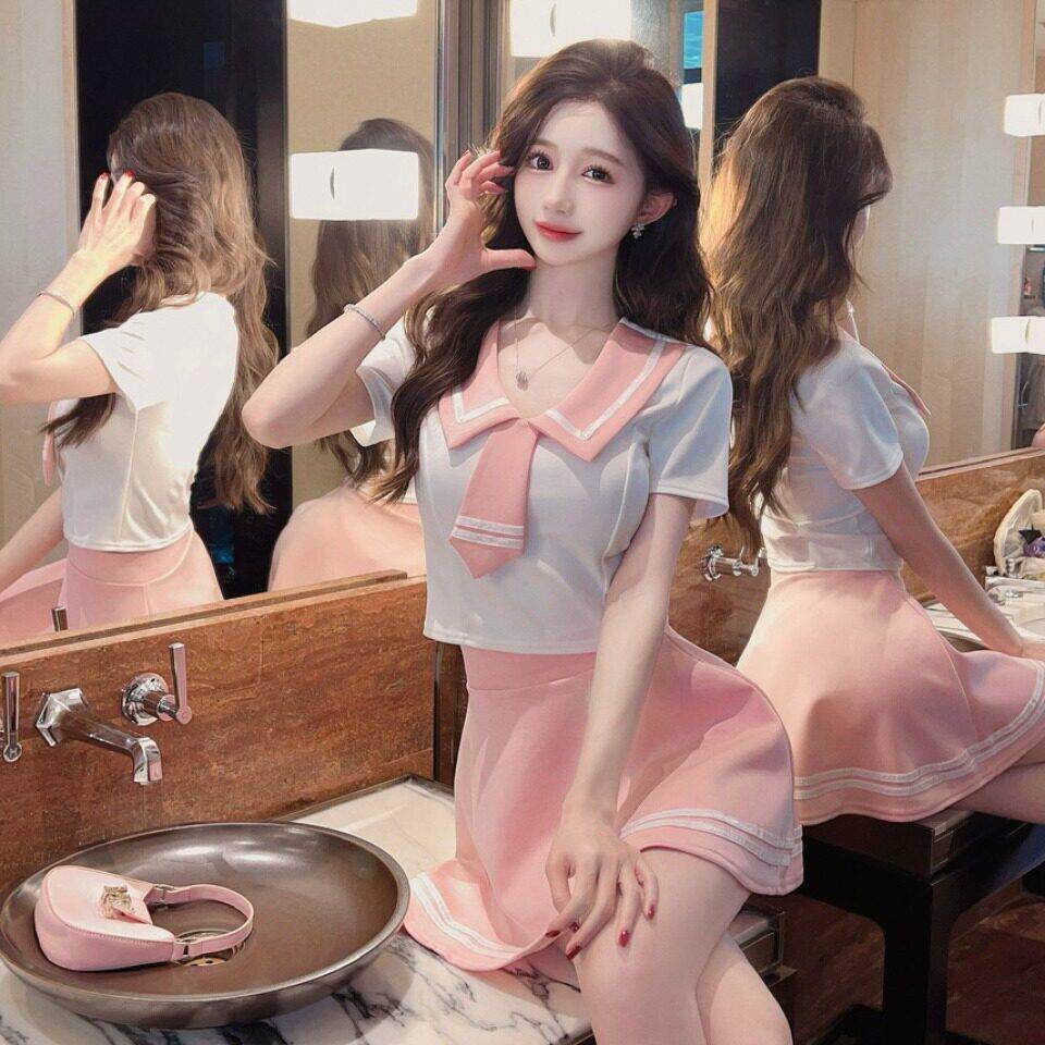 夜场女装技师工作服工衣制服套装海军风上衣+字半身裙子两件套