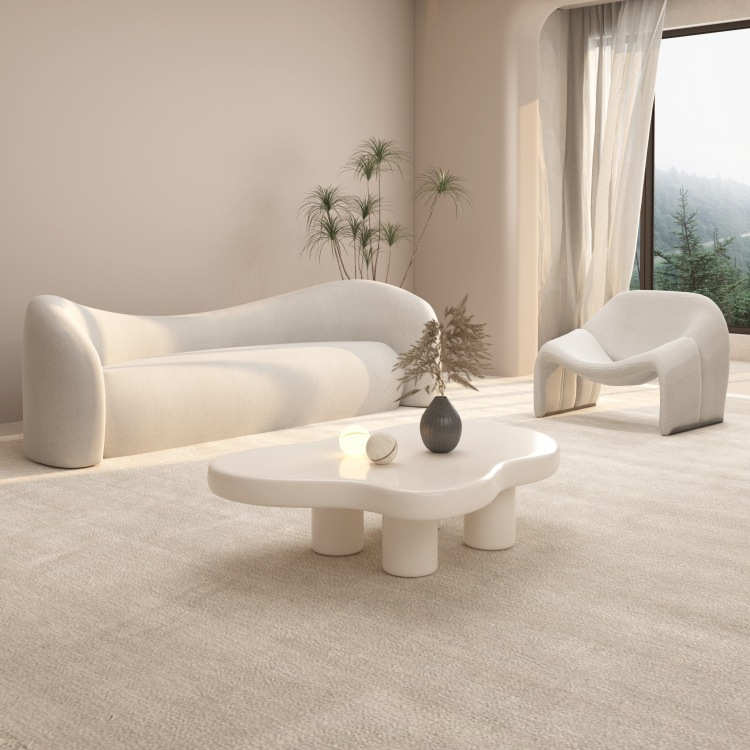 奶油风布艺沙发小户型客厅简约现代服装店铺美容院接待休息区网红