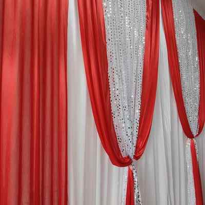 金白亮片拼色婚庆黄婚FBJ019背景布场景布礼置奢华舞台装饰幕布