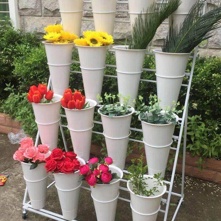 大号花店多层花架花店货架铁艺花架塑料花桶鲜花货架花店展示架