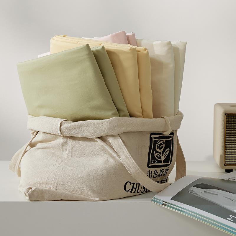 100支棉磨单毛被套秋全冬加厚裸睡全棉陶瓷纯季色被罩床单笠纯棉