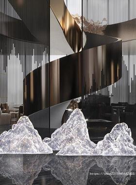 酒店装置厂玄关饰品艺术软工透明树脂客厅造景假山摆件摆放底座