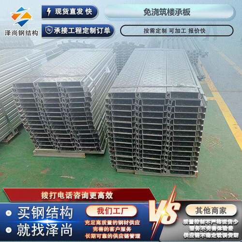 免浇筑镀锌楼承板钢结构楼层板混凝土压型钢板免浇筑屋面承重板