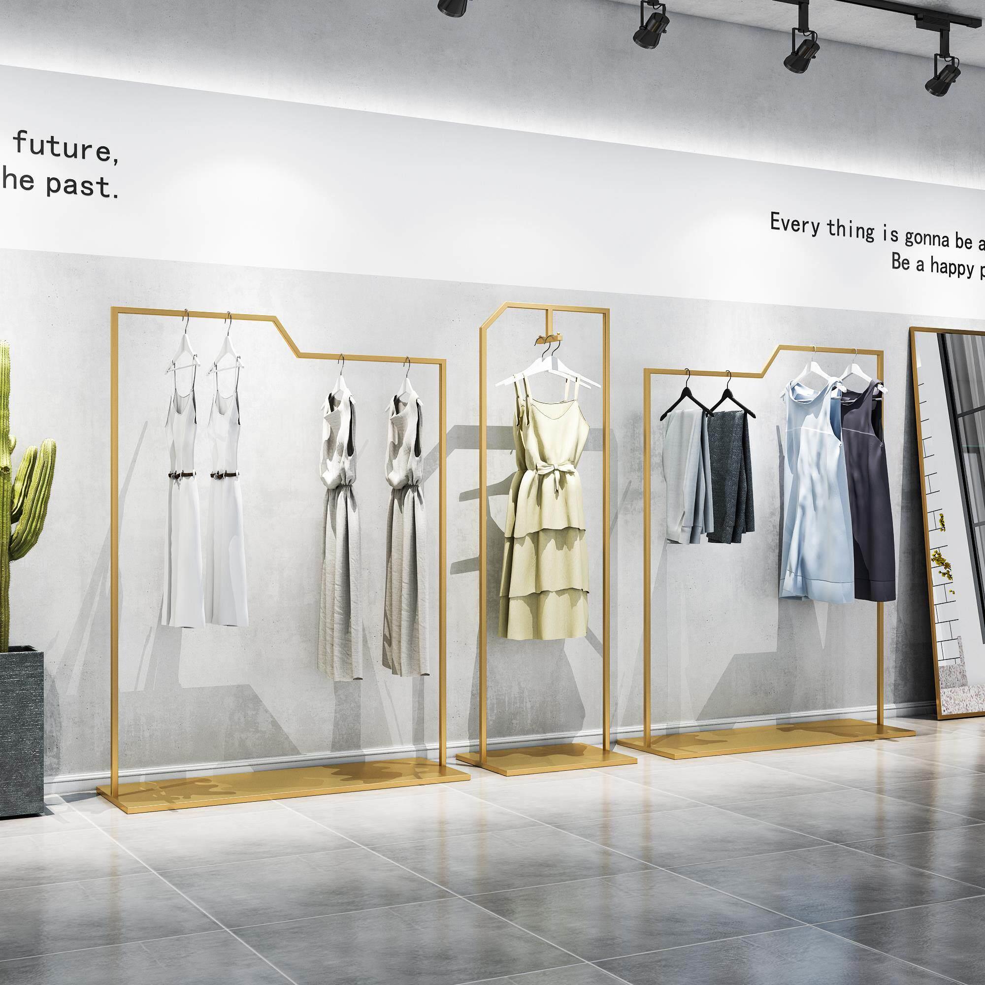 服装商店展示架金展示架侧衣架落地展厅男女服装商店专用货架