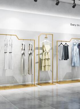 服装商店展示架金展示架侧衣架落地展厅男女服装商店专用货架