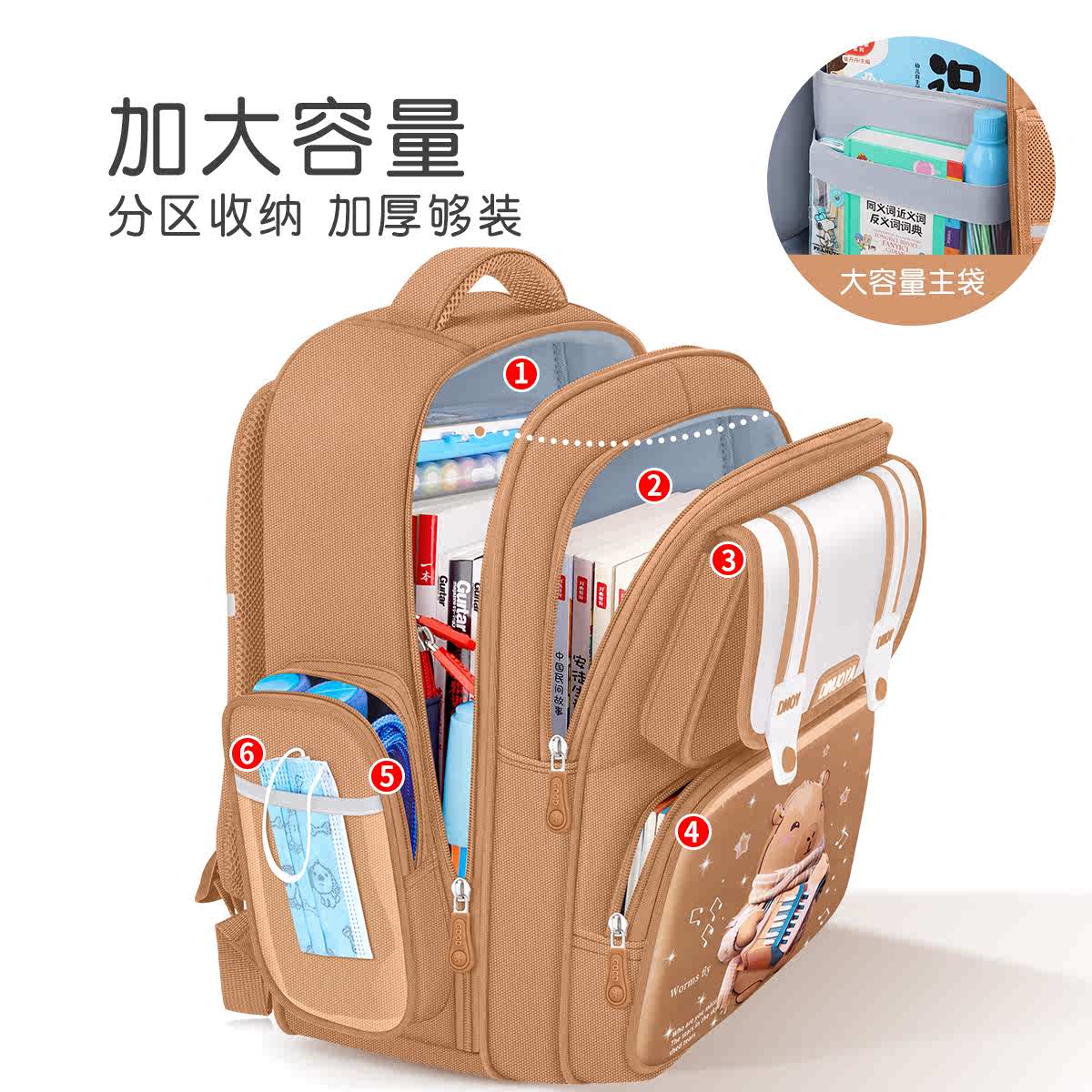 卡皮巴拉三到六小学生减负护脊书包男孩儿童一年级超轻便2025新款