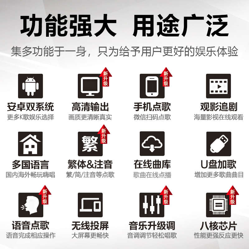2025新款点歌机V3/V5MAX卡拉OK分体主机家用KTV高清触摸屏点歌台