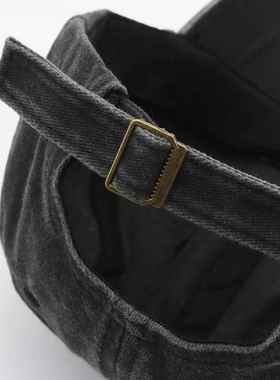 帽舌子女春夏韩版做旧BBJ复古子弯檐鸭帽板纯色棒球帽情光侣水洗