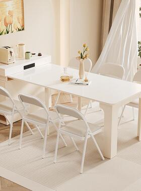 3L奶油风岛台岩板餐桌家用2代025款新现A简约小户型客岩板餐桌厅