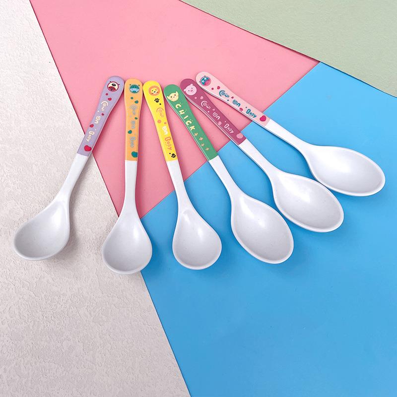 卡通竹纤维儿童勺子汤匙家用长柄宝宝喝汤学吃饭餐勺幼儿辅食勺