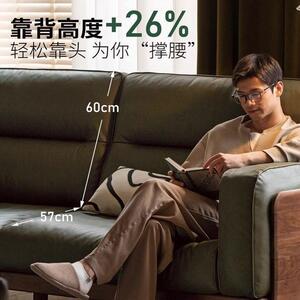 佛山中古风实木沙发客厅橡木框架小户型直排进口纳帕沙发
