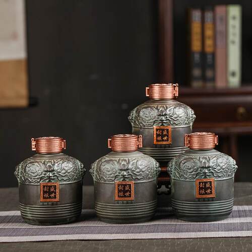德镇浮雕龙陶瓷酒瓶1斤5斤10斤装复古酒坛子仿青铜窖藏封景坛盛世