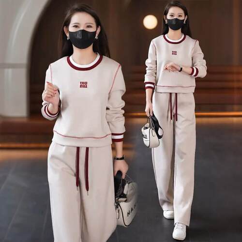 休闲运动服套装女春秋2026新款时尚宽松显瘦长袖卫衣阔腿裤两件套