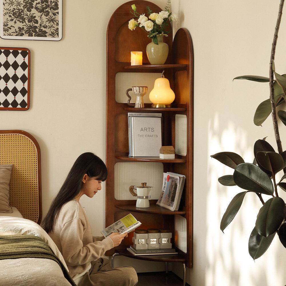 覆中古转角柜子置物书架客厅沙发墙边卧室床头实木三拐落屏风家俱