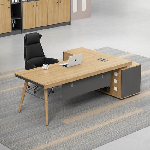 老板办公室经理简约板式现代实木脚单人主管桌一体电脑桌办公桌