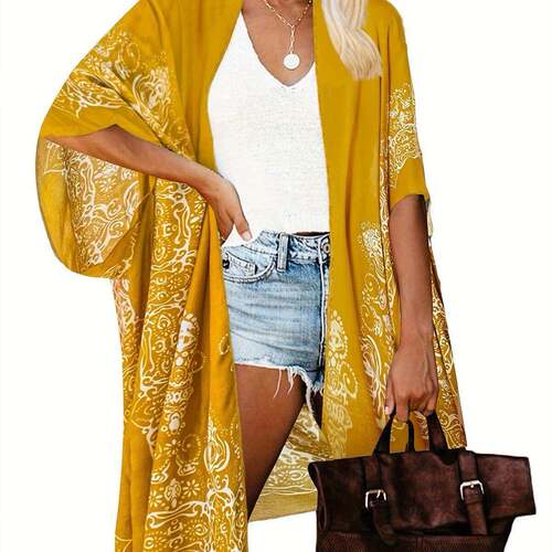 Fashion Casual Vacation Floral Print , Loose-Fitting Side