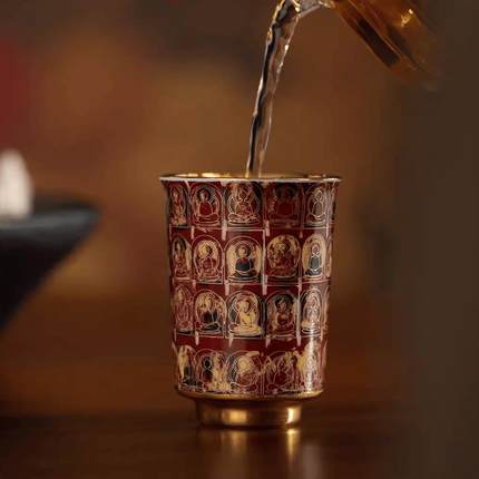 敦煌文创千窟一念茶杯主人杯创意鎏金陶瓷品茗杯男士生日结婚礼物