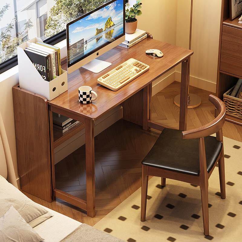 实木可折叠书桌家用电脑桌卧室小户型床边学习小桌子简易办公桌