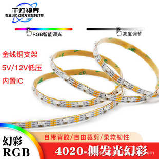 4020侧面发光灯带LED跑马流水软灯条 幻彩灯带5V12V低压LED灯条