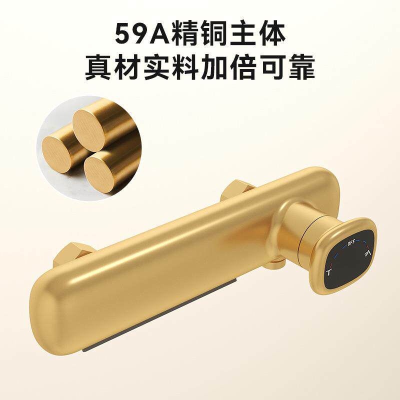 新款直销全铜简易不带顶喷花洒淋浴套装家用浴缸龙头奶白枪灰色升