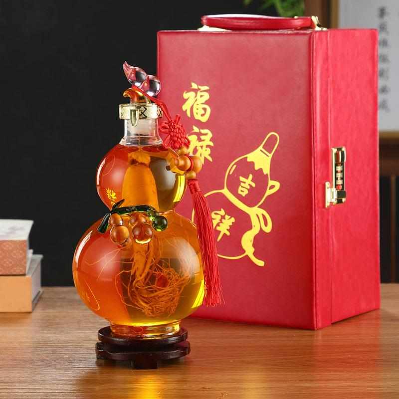 批发葫芦瓶透明玻璃工艺空心酒瓶家用玻璃泡酒器玻璃葫芦造型酒瓶