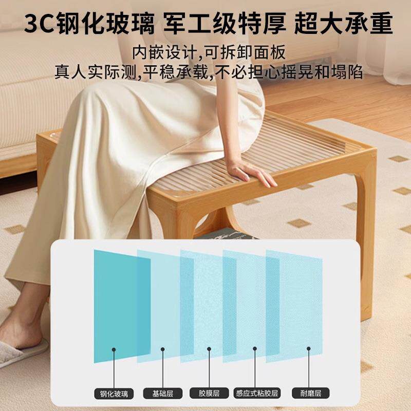 实木玻璃茶款几客厅家合用形小户型茶桌2026新方组BOH边几藤编小