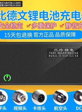 适用比德文锂电池充电器48V锂离子电瓶54.6V2A电动车助力车代步车