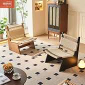 中古复古实木242沙椅客背厅阳台靠单人休闲发椅扶中古风懒人手椅