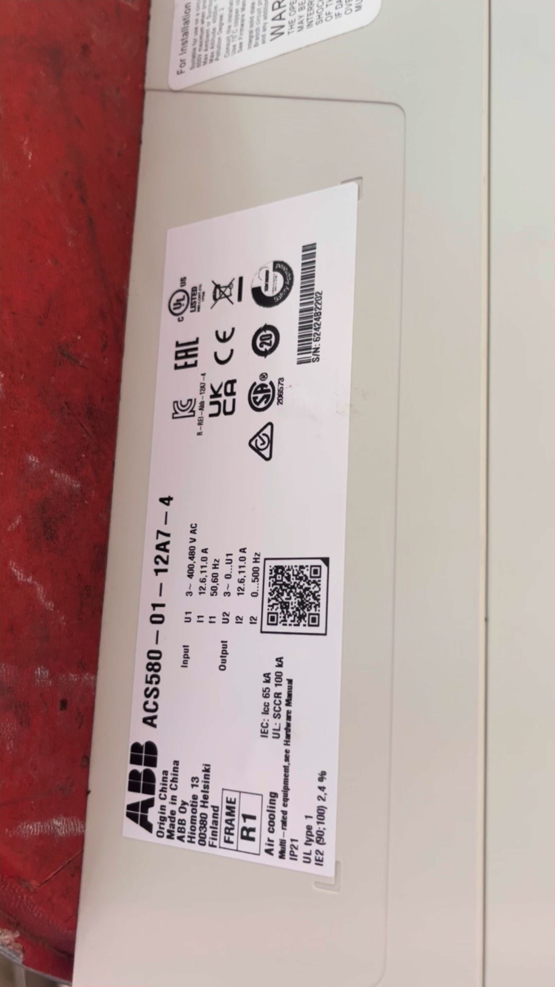 全新仅安装调试了一下，ABB580系列变频器ACS580-0