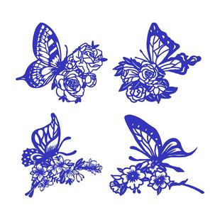 蝴蝶剪纸作品成品蝶恋花手工刻画图案镂空窗花动物刻纸装饰剪纸画