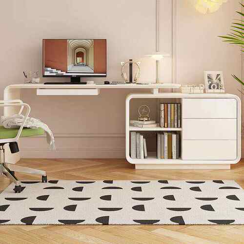 书桌书架一体卧室桌子可伸缩转角办公电脑书桌组合小户型书桌烤漆