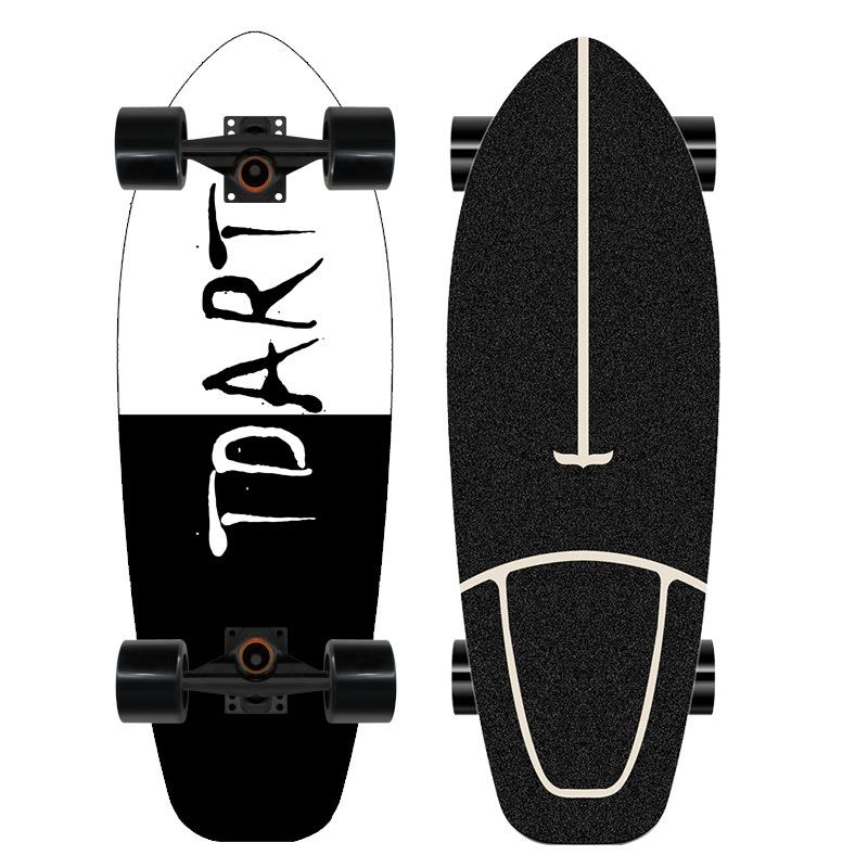 枫木小鱼板30寸成人刷街初学者四轮陆地冲浪滑板单翘板skateboard