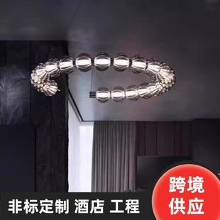 现代简约轻奢圆环客厅吊灯创意设计师样板间C形卧室玻璃吊灯