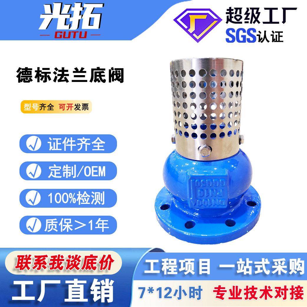 DI德标底阀 球墨铸铁 带过滤网底阀 法兰过滤底阀 法兰止回阀
