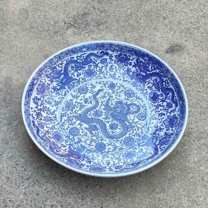 青陶瓷鱼盆酒店日形用瓷花盘拼大号盘椒鱼头盘蒸鱼盘圆20198深盘