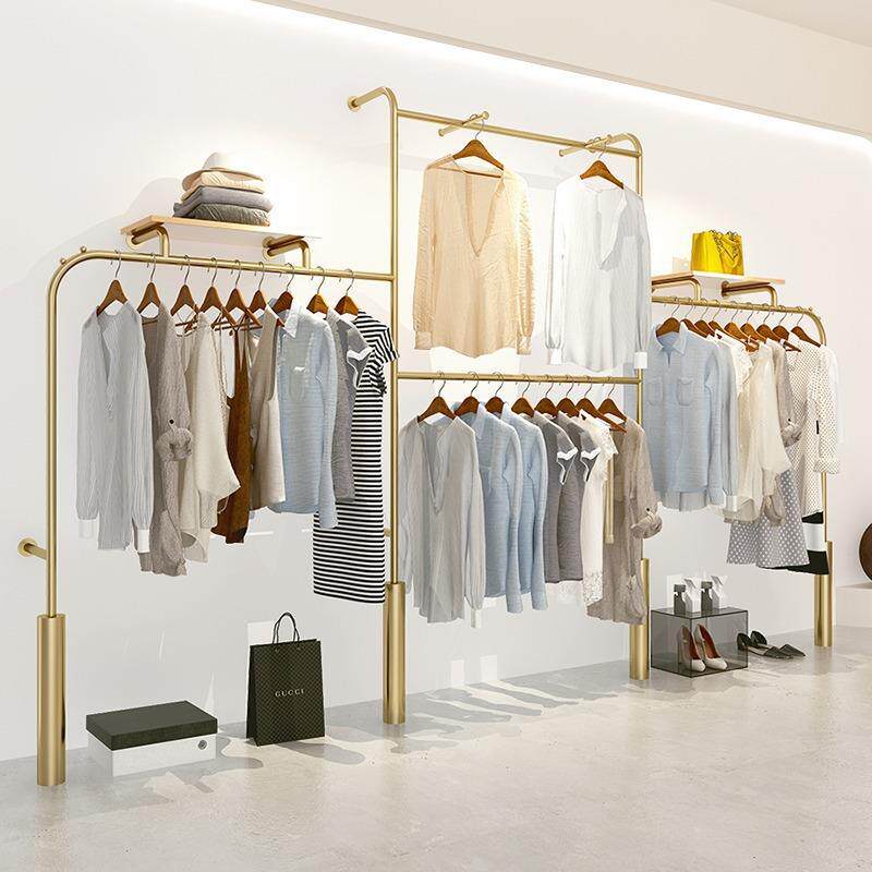 服装店挂衣服架子女装店专用展示架陈列架墙上货架挂衣杆支持
